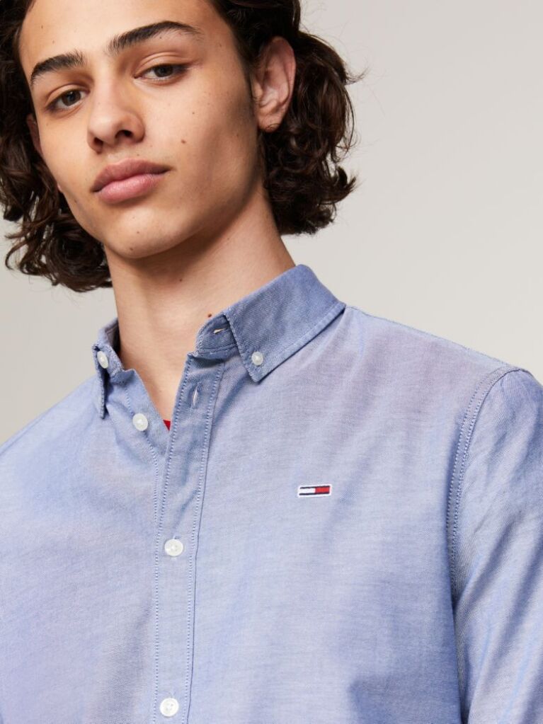 Blue Stretch Organic Cotton Slim Fit Shirt  Men