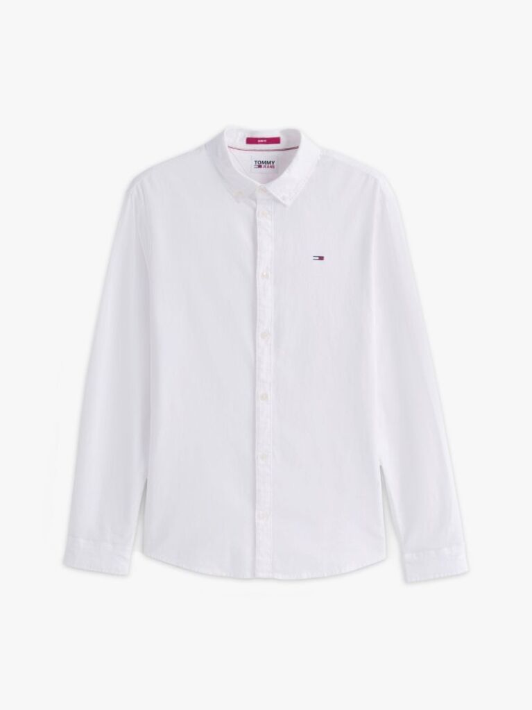 White Stretch Organic Cotton Slim Fit Shirt  Men