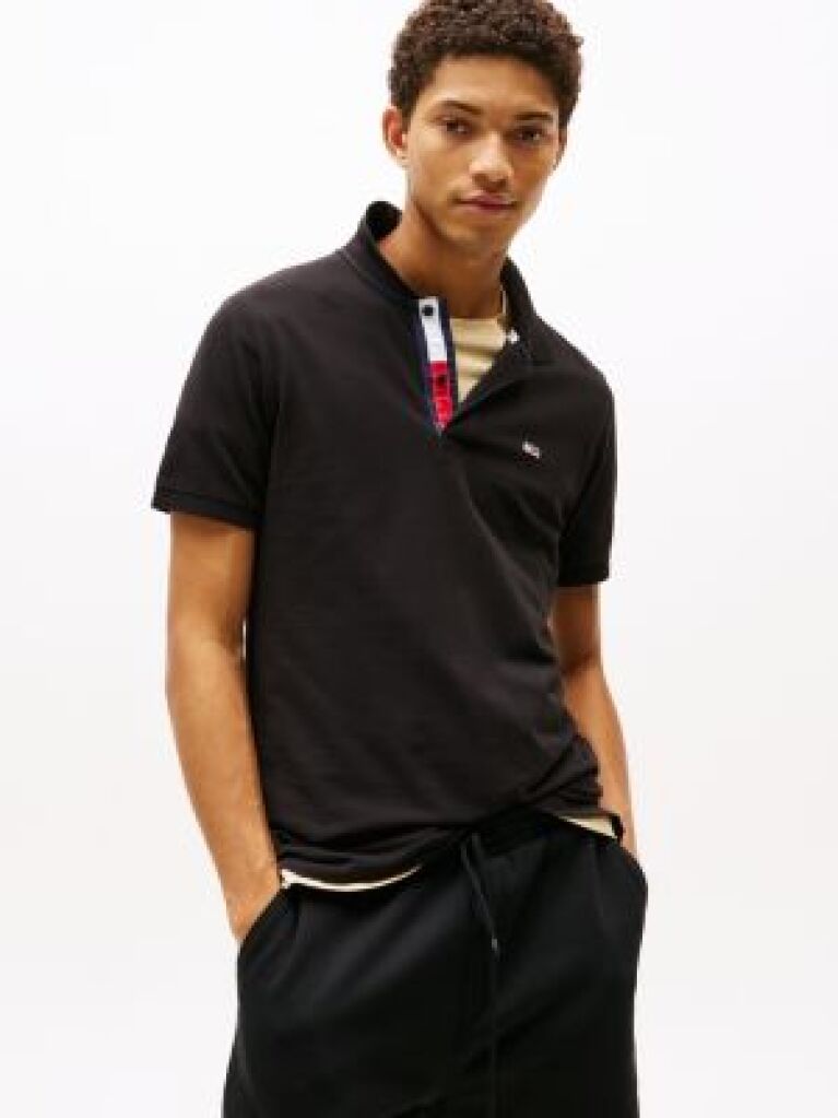 Black TJM SLIM PLACKET POLO  Men
