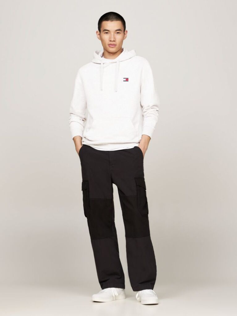 Grey Badge Drawstring Hoody  Men