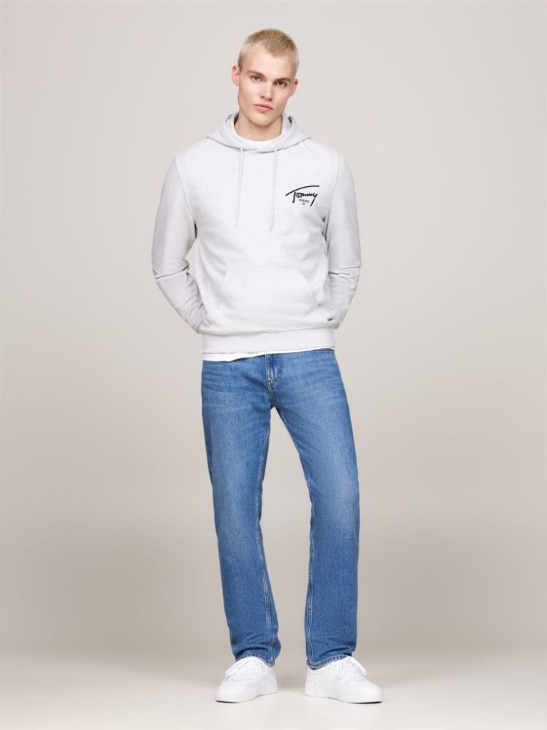 Grey Signature Logo Drawstring Hoody  Men