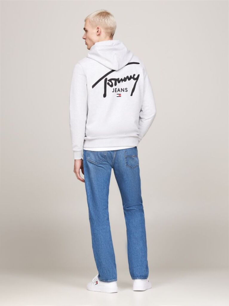 Grey Signature Logo Drawstring Hoody  Men