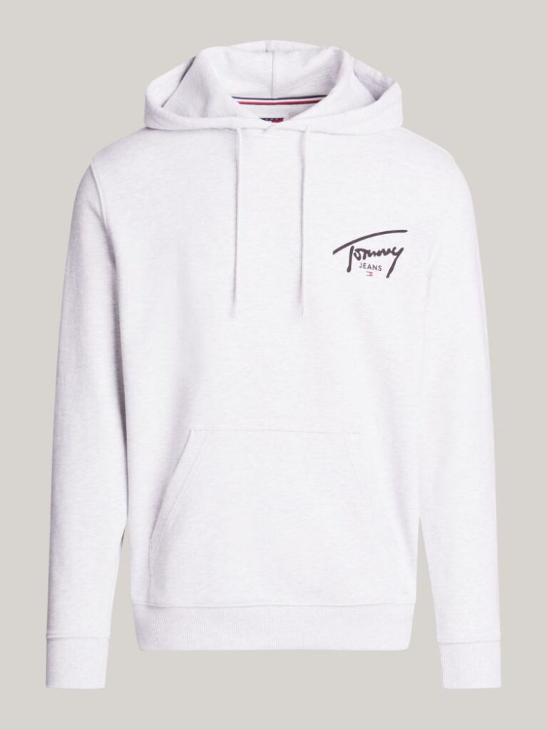 Grey Signature Logo Drawstring Hoody  Men