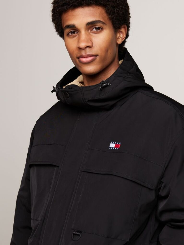 Black Canvas Down Parka  Men