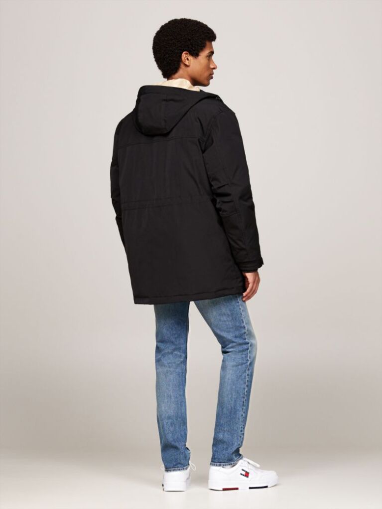 Black Canvas Down Parka  Men