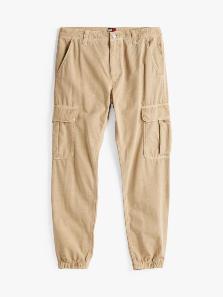 Beige Ryan Straight Leg Cargo Trousers  Men