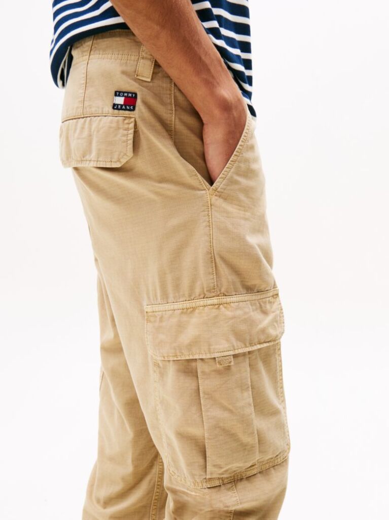 Beige Ryan Straight Leg Cargo Trousers  Men