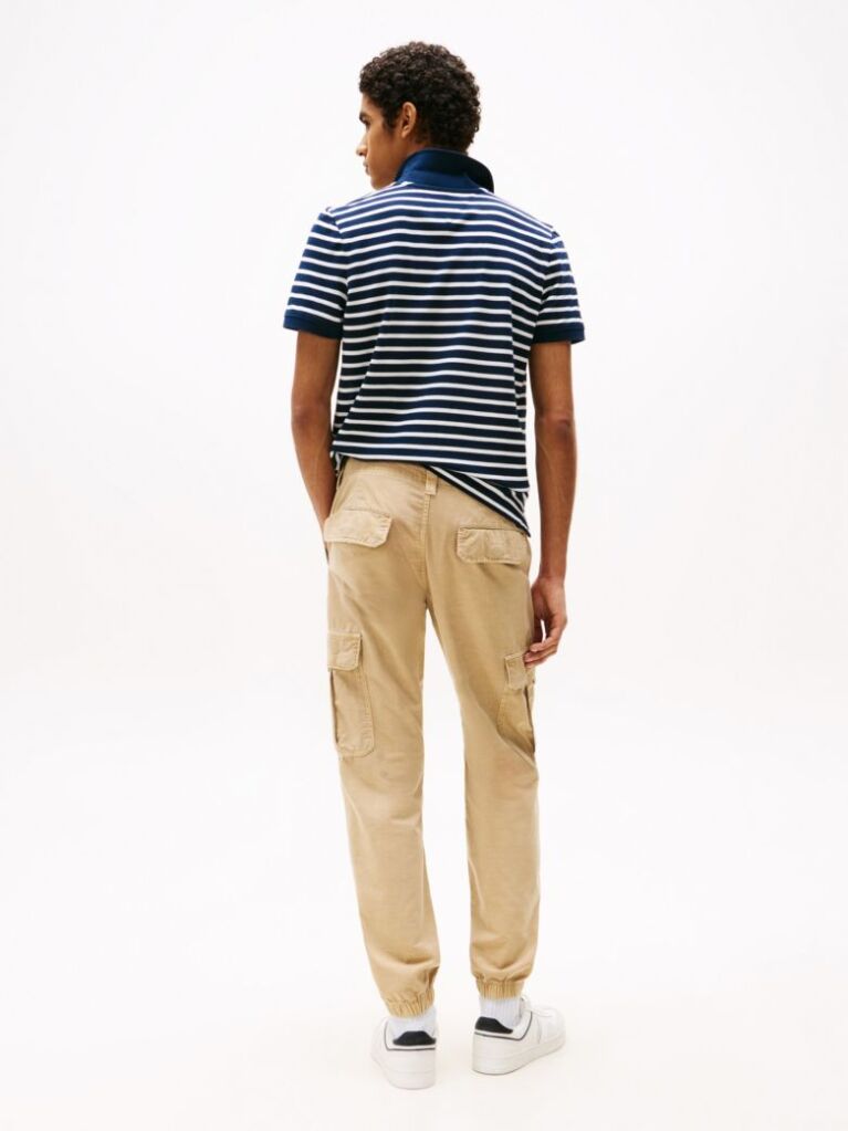 Beige Ryan Straight Leg Cargo Trousers  Men
