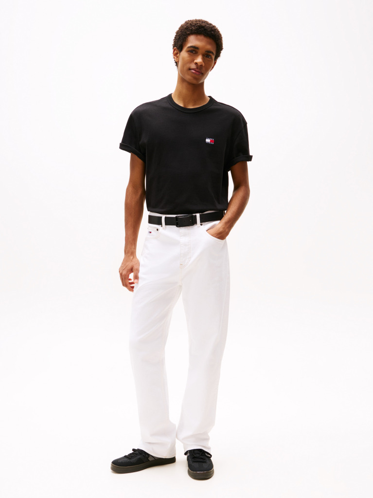Black Tommy Badge Crew Neck T-Shirt  Men