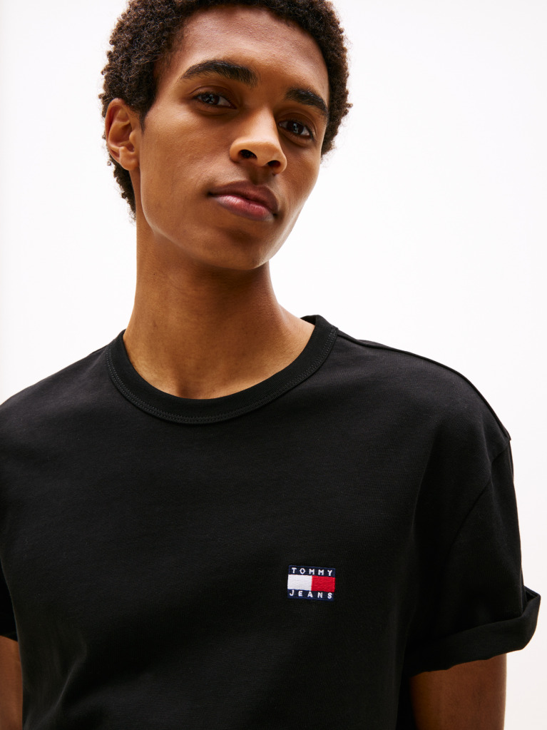 Black Tommy Badge Crew Neck T-Shirt  Men