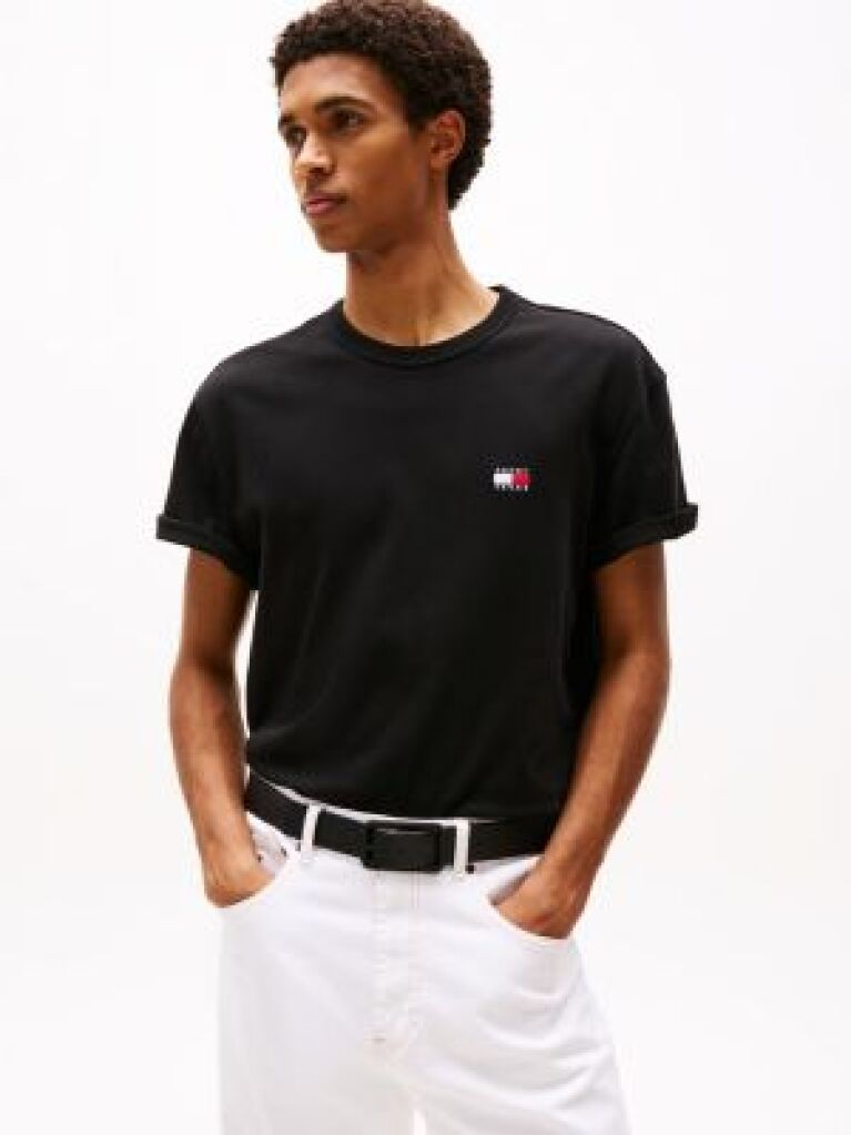 Black Tommy Badge Crew Neck T-Shirt  Men