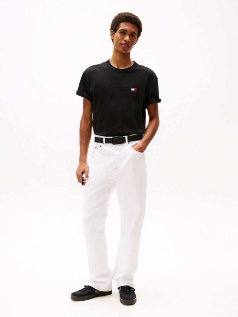Black Tommy Badge Crew Neck T-Shirt  Men