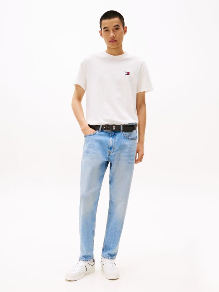 White Tommy Badge Crew Neck T-Shirt  Men
