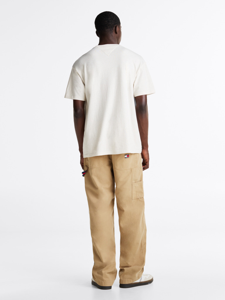 Beige Flag Badge Relaxed T-Shirt  Men