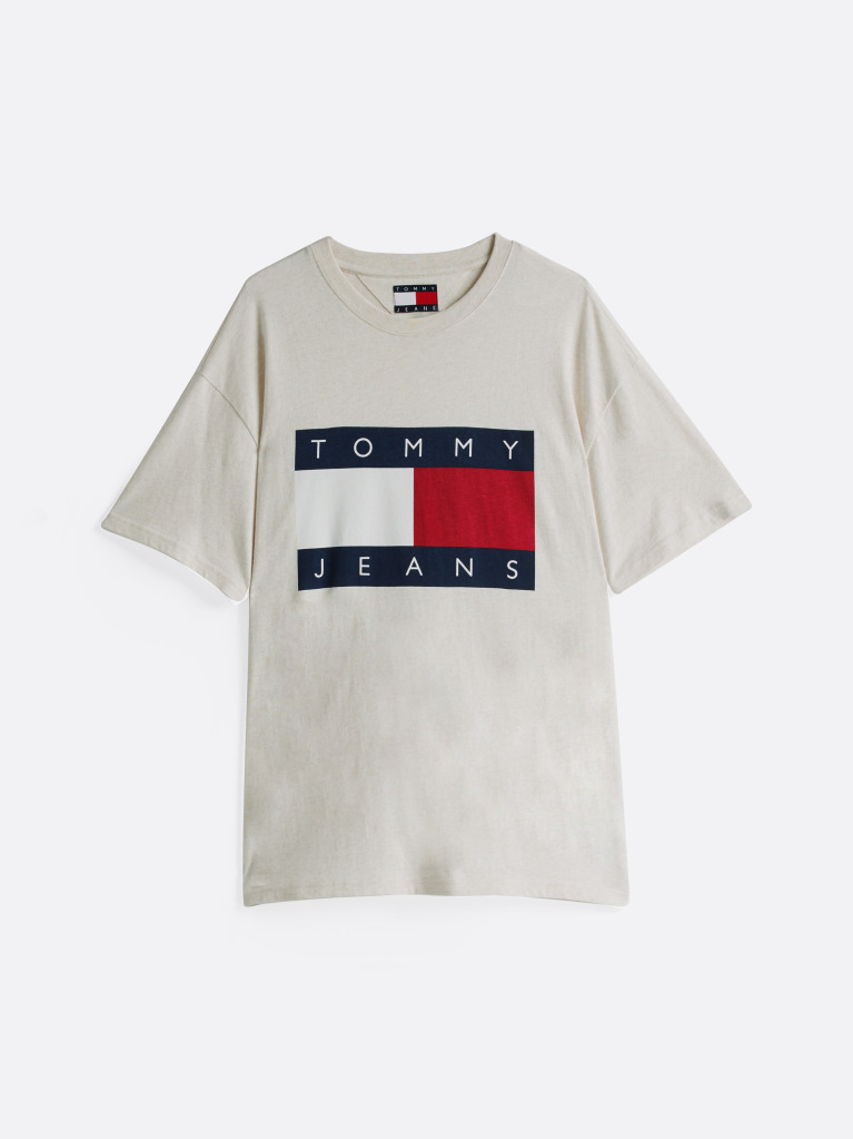 Beige Flag Badge Relaxed T-Shirt  Men