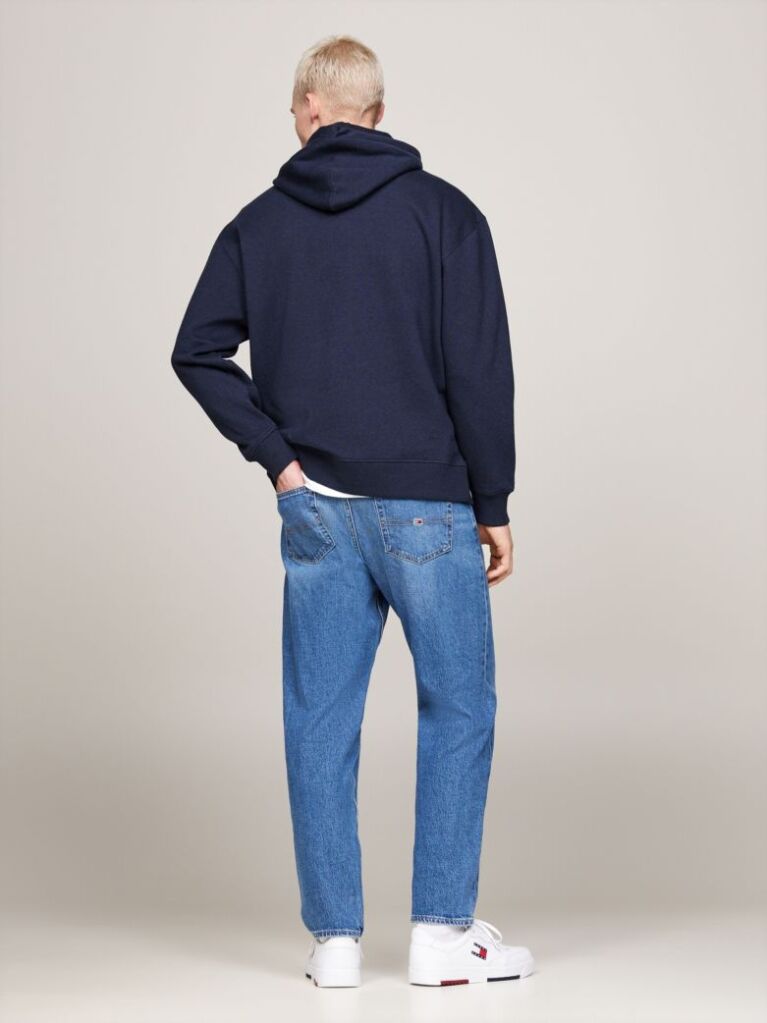 Blue Tommy Flag Badge Mélange Relaxed Hoody  Men