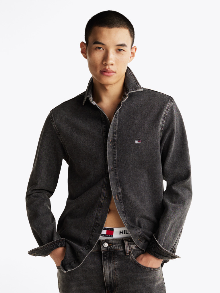Denim Regular Fit Faded Denim Overshirt  Men
