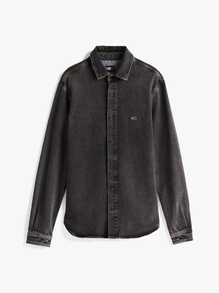 Denim Regular Fit Faded Denim Overshirt  Men