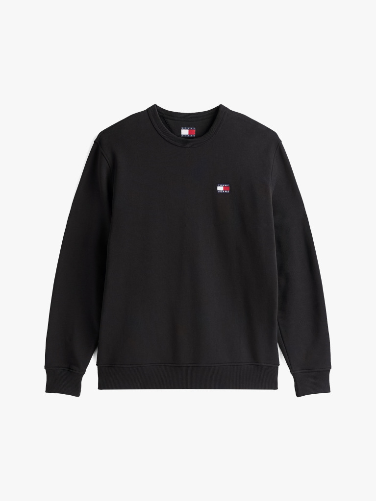 Black Tonal Tommy Badge Crew Neck Sweatshirt  Men