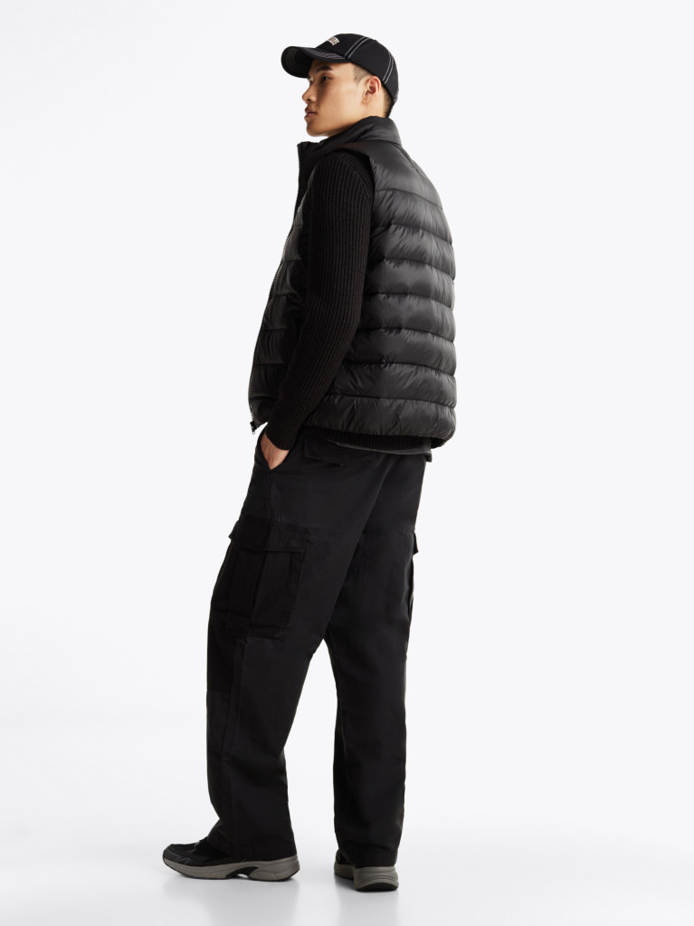 Black Lightweight Down Zip-Thru Vest  Men