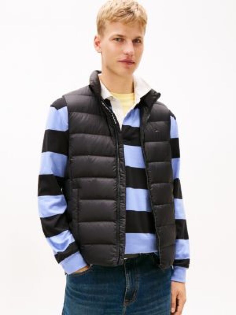 Black Lightweight Down Zip-Thru Vest  Men