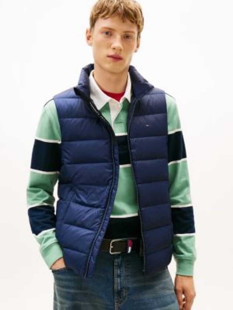Blue Lightweight Down Zip-Thru Vest  Men