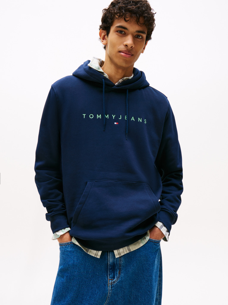 Blue Regular Logo Hoody  Men