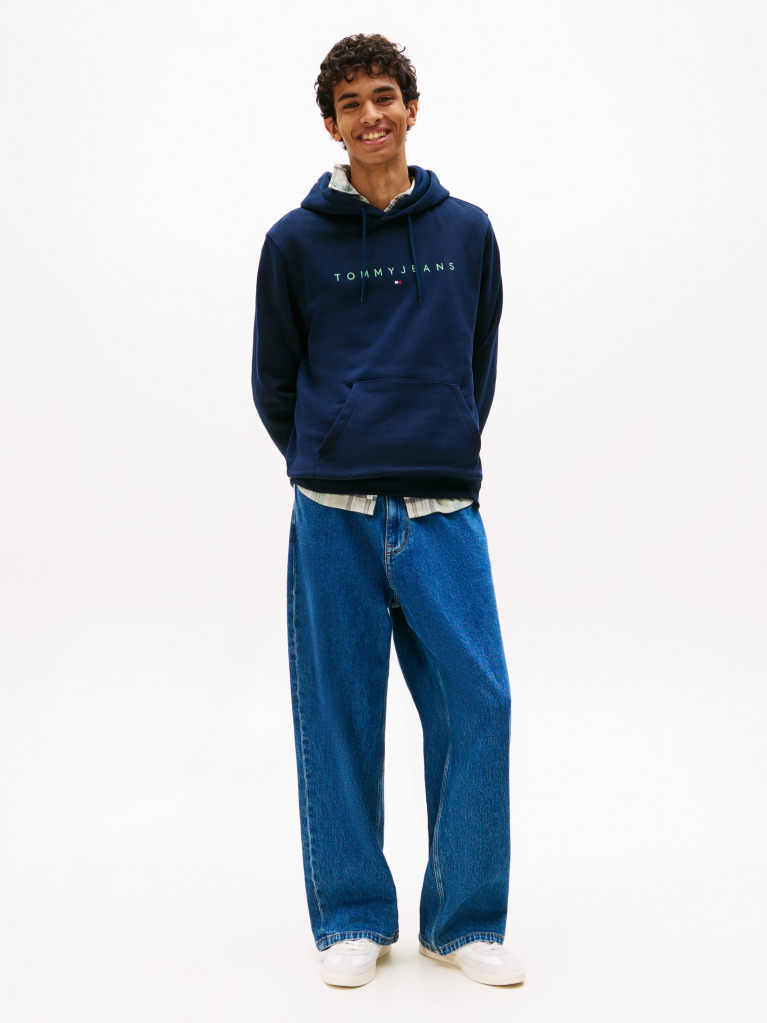 Blue Regular Logo Hoody  Men
