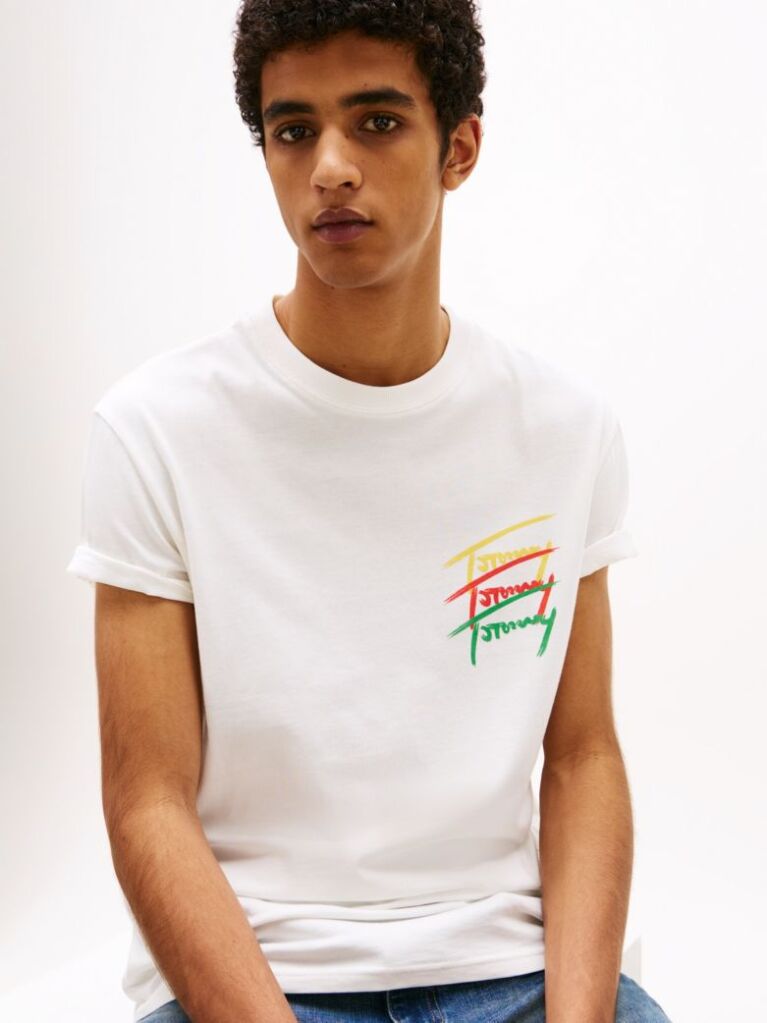 Beige Back Logo Graphic T-Shirt  Men