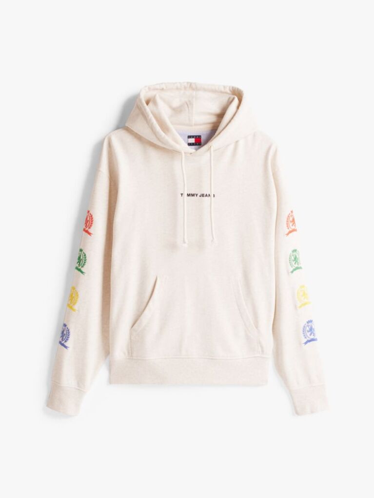 White Crest Back Graphic Relaxed Hoody  Men