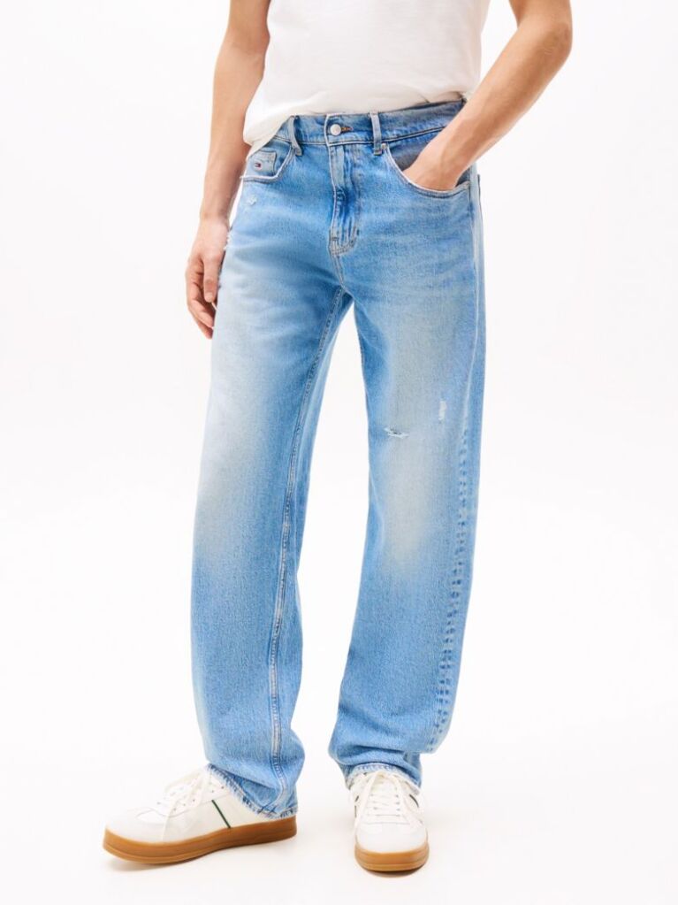 Denim Crest Embroidery Loose Jeans  Men