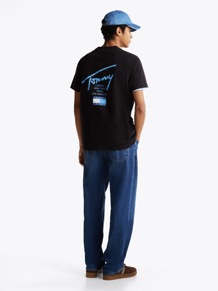 Black Signature Back Logo T-Shirt  Men