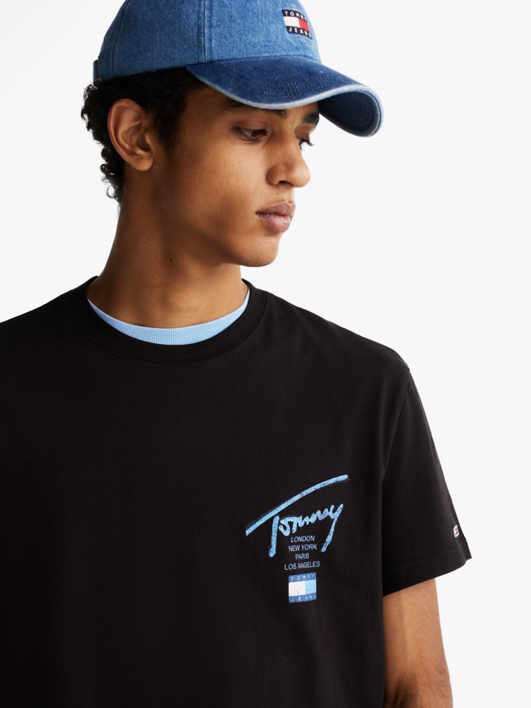 Black Signature Back Logo T-Shirt  Men