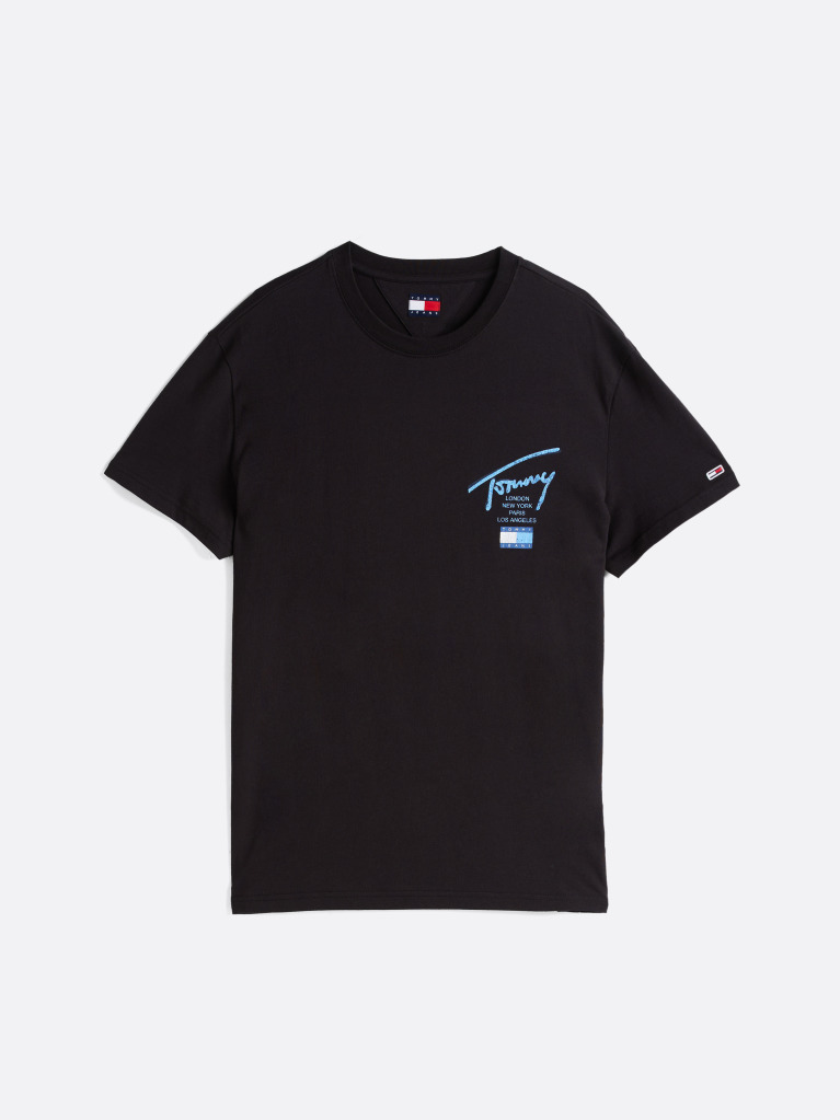 Black Signature Back Logo T-Shirt  Men