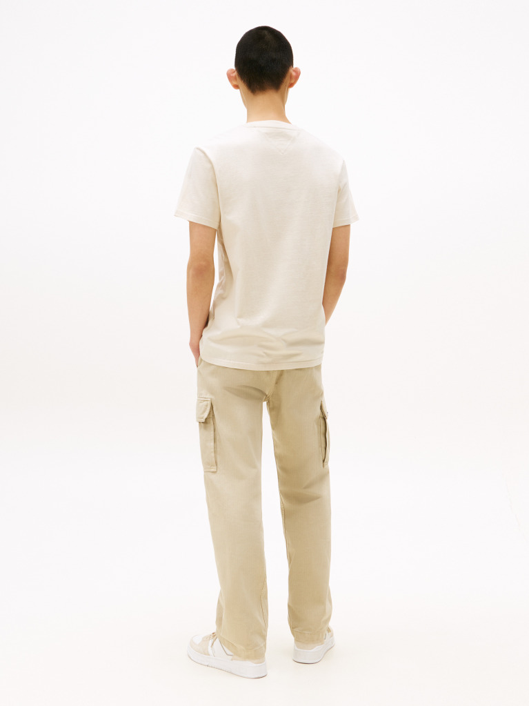 Beige Regular Small Motif T-Shirt Extended  Men