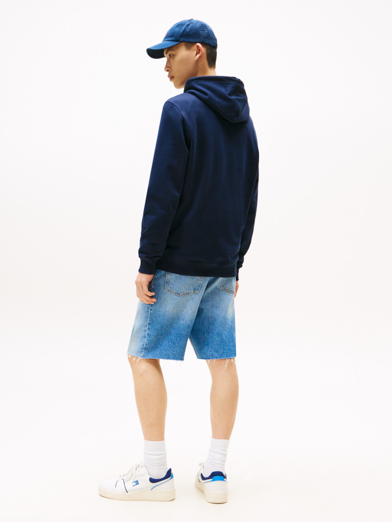 Blue Tonal Logo Drawstring Hoody  Men