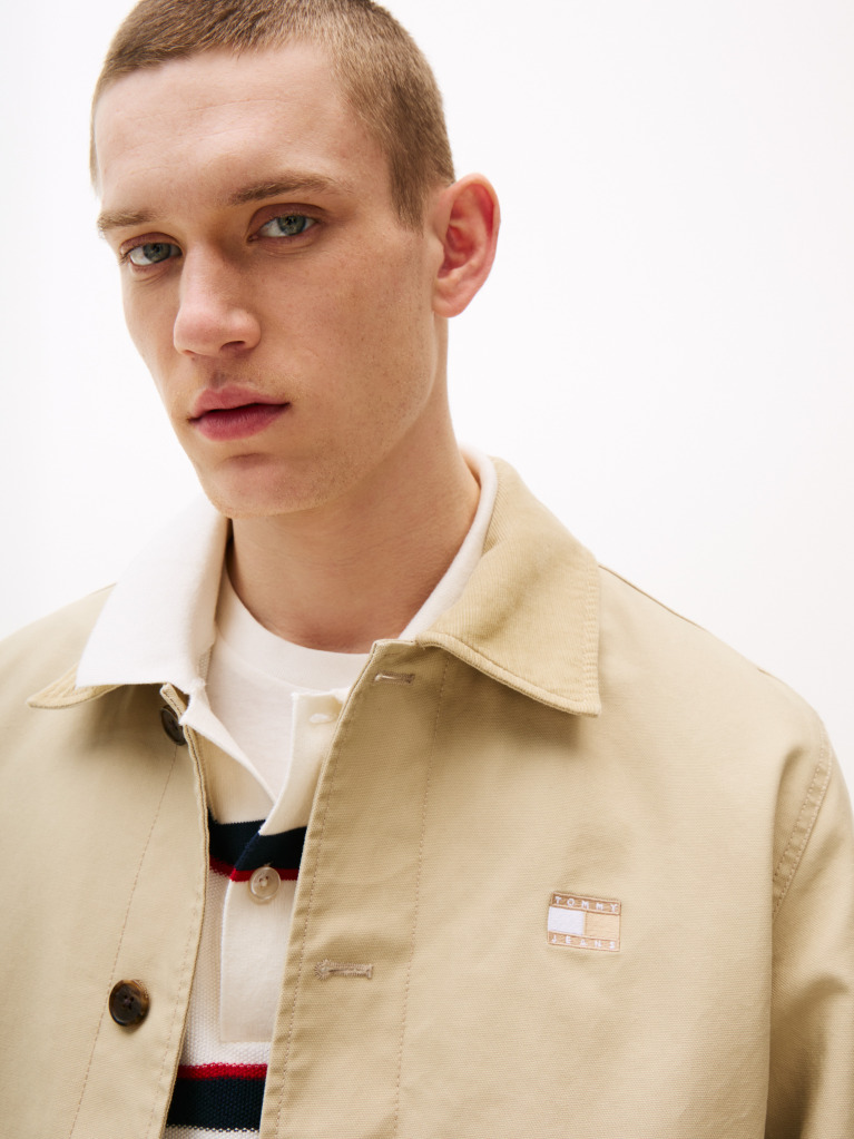 Khaki Tonal Logo Boxy Chore Jacket  Men