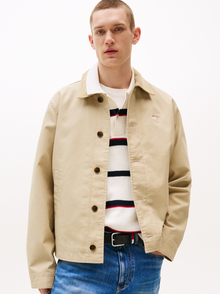 Khaki Tonal Logo Boxy Chore Jacket  Men
