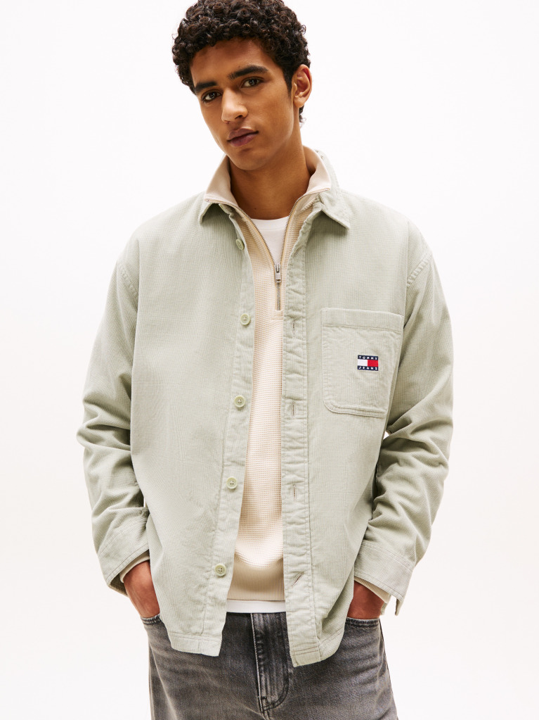 Green Brick Cord Overshirt Extended  Men