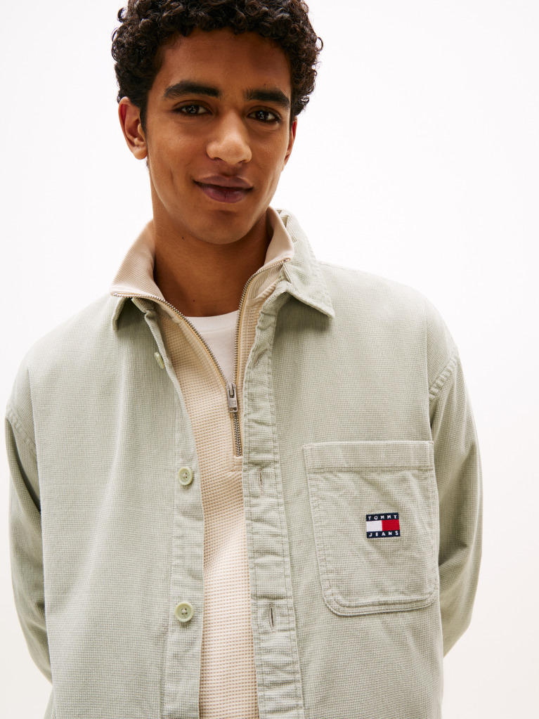 Green Brick Cord Overshirt Extended  Men