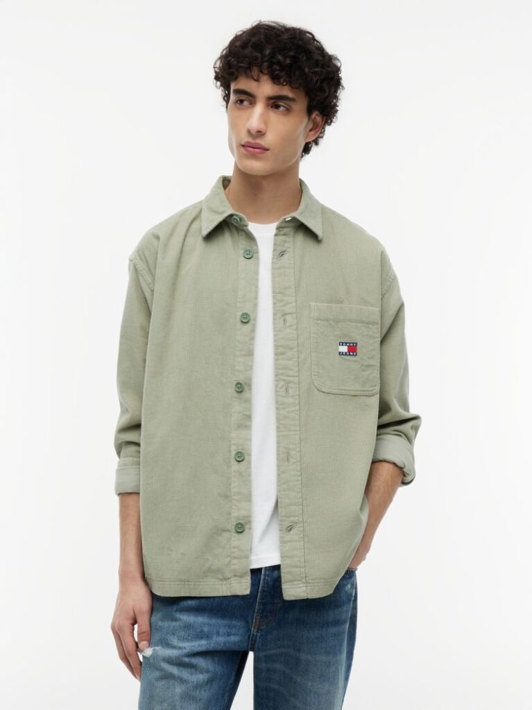 Green Brick Cord Overshirt Extended  Men