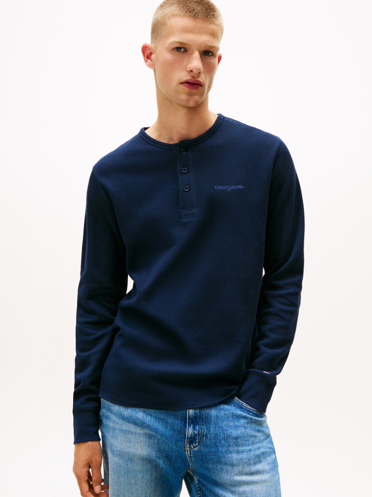 Blue Slim Waffle T-Shirt  Men