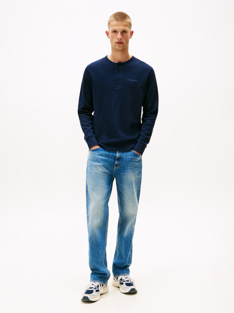 Blue Slim Waffle T-Shirt  Men