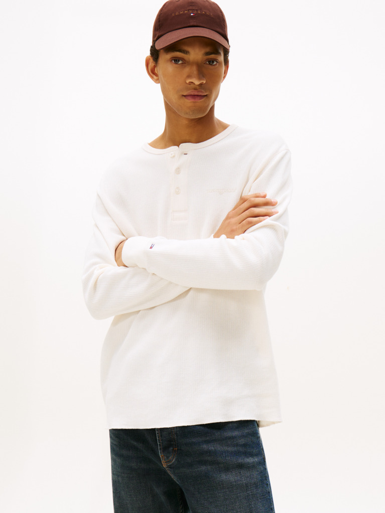 White Slim Waffle T-Shirt  Men