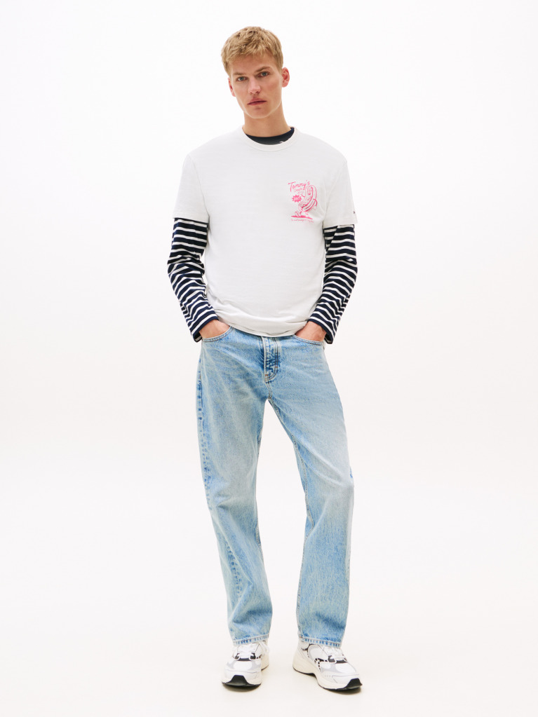 White Back Graphic Crew Neck T-Shirt  Men