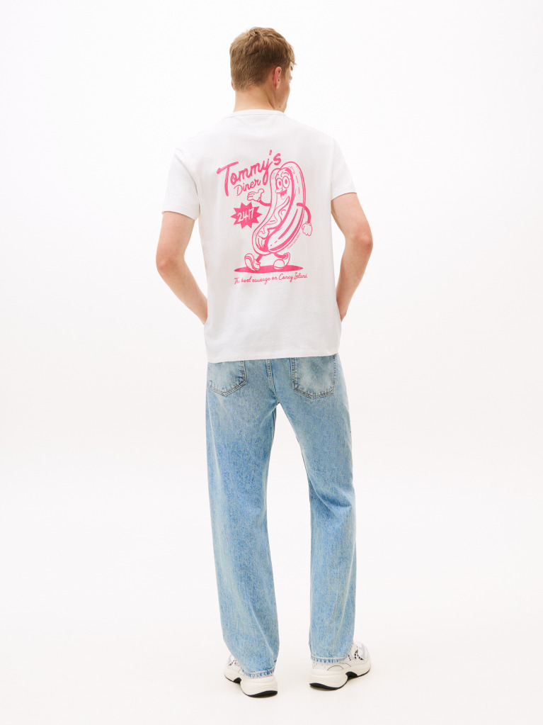 White Back Graphic Crew Neck T-Shirt  Men