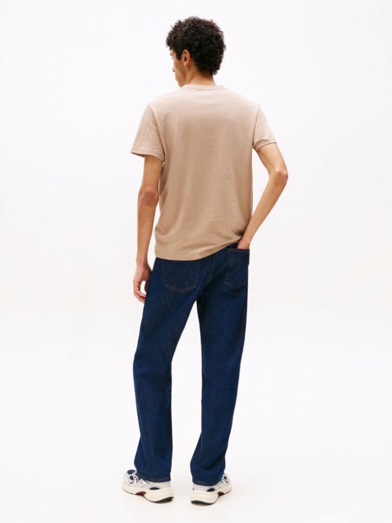 Beige Flag Graphic Slim T-Shirt  Men