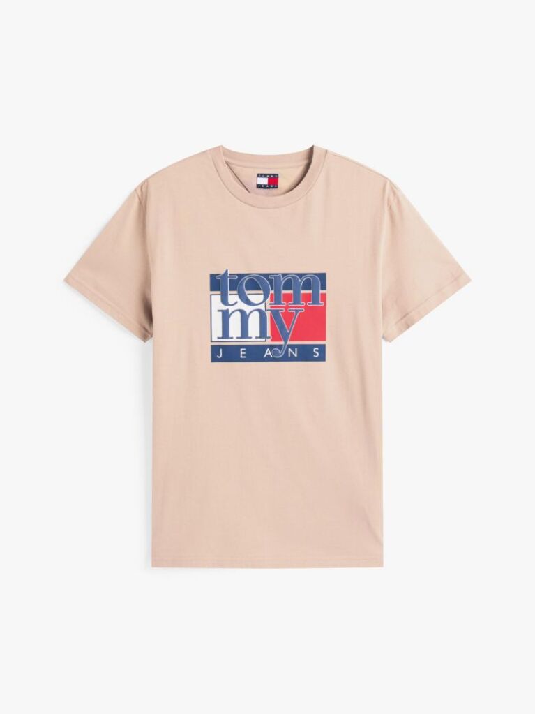 Beige Flag Graphic Slim T-Shirt  Men
