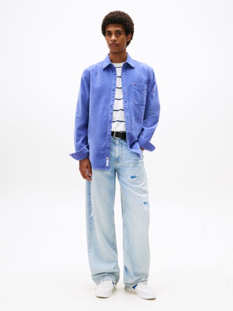 Blue Regular Fit Corduroy Shirt  Men