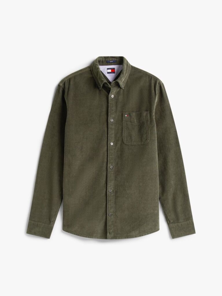 Green Regular Fit Corduroy Shirt  Men